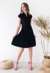 Pleated Sleeveless Wrapped Knit Dress in Black