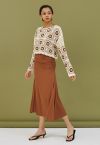 High Waist Ruched Detail Maxi Skirt in Caramel