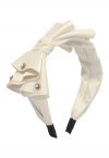 Fancy Bowknot Pearl Satin Headband in Ivory