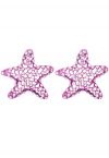 Starfish Hollow Out Zircon Earrings in Purple