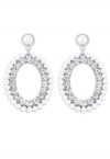 Double Layered Rhinestone Pearly Earrings in Silver