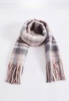 Fuzzy Mohair Plaid Pattern Scarf in Pink