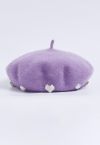 Rhinestone Decor Pearly Beret in Lilac