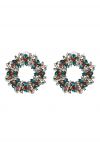 Green Wreath Rhinestone Earrings