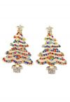 Colorful Rhinestone Christmas Tree Earrings