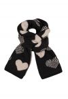 Heart Pattern Soft Knit Scarf in Black