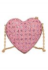 Full Sequin Glittering Heart Clutch in Pink
