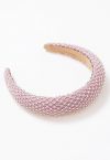 Rhinestone Reticulated Wide Edge Headband in Pink