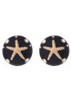 Rounded Starfish Oil Spill Earrings in Black