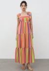Summer Hues Rainbow Striped Tie-Strap Maxi Dress