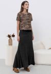 Soft Swirl Elegance Flare Maxi Skirt in Smoke