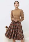 Effortless Plaid Pattern A-Line Skirt in Red