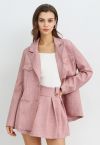 Decorative Pocket Peak Lapel Buttoned Blazer in Pink