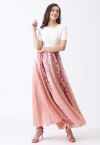 Cherry Blossom Watercolor Chiffon Maxi Skirt