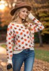 Maple Leaf Long Sleeves Oversized Knit Sweater in Ivory