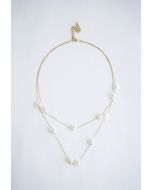 Coin Pearl Double-Layered Chain Necklace