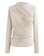 Ruched Long Sleeves Top in Cream