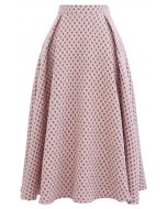 Diamond Embossed A-Line Pleated Midi Skirt