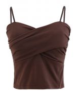 Cross Wrap Fitted Cami Top in Brown