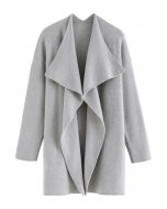 Wide Lapel Loose Knit Cardigan in Grey
