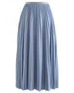 Simplicity Pleated Midi Skirt in Blue