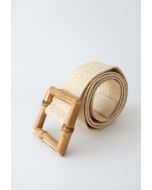 Square Bamboo Buckle Stretchy Straw Belt