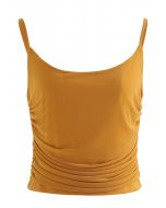 Ruched Soft Mesh Cami Top in Apricot