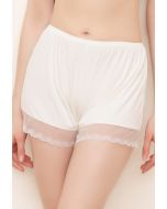 Lace Inserted Safety Knickers in White