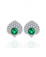 Emerald Gem Diamond Decor Stud Earrings