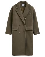 Timeless Trendy Double-Breasted Longline Coat in Brown