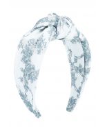 Floral Sketch Knotted Headband in Blue