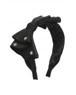 Fancy Bowknot Pearl Satin Headband in Black