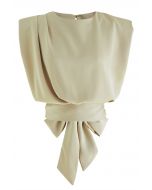 Satin Tie Back Sleeveless Top in Pistachio