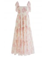 Sun-Soaked Floral Tie-Strap Maxi Dress