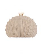 Ritzy Seashell Pearl Clutch in Gold