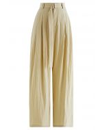 Drape Belt Side Pocket Straight-Leg Pants in Mustard