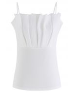 Pleated Front Cami Top in White