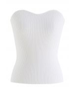 Rib Knit Bustier Tube Top in White