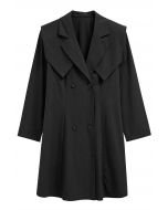 Fake Collar Notch Lapel Blazer Dress in Black