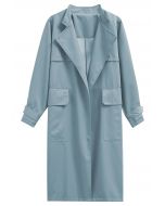 Ode to Autumn Belted Trench Coat in Blue