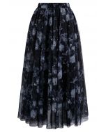 Midnight Garden Double-Layered Mesh Tulle Skirt