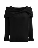 Alluring Side Knot Knit Top in Black