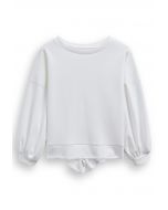 Bowknot Back Cotton Sweatshirt in White