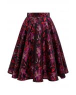 Midnight Bloom Jacquard A-Line Midi Skirt