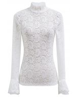 Paisley Full Lace Mesh Inserted Top in White