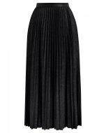 Glimmer Accordion Pleated Maxi Skirt in Black