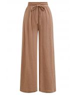 Lightweight Cotton Drawstring Pants in Rust