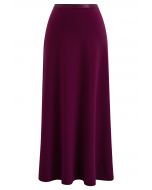 Sleeky Elastic Waist Maxi Skirt in Plum