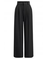 High-Waist Straight-Leg Pants in Black