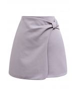 Graceful Bowknot Flap Mini Skirt in Lilac